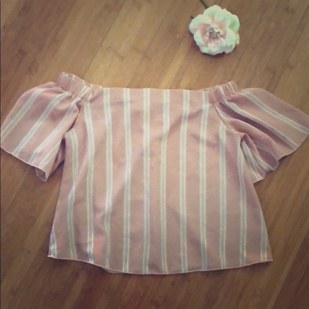 Pink and white striped blouse